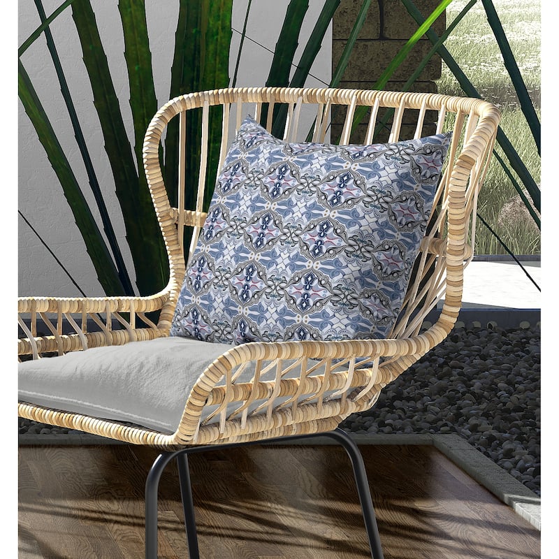 Floral Elegance Indoor/Outdoor Reversible Throw Pillow Lavender and Mist