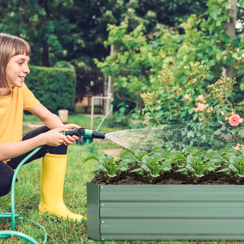 Aoodor Outdoor Galvanized Raised Garden Bed 3' x 3' x 1' for Vegetables Patio Ourdoor Yard - Set of 2