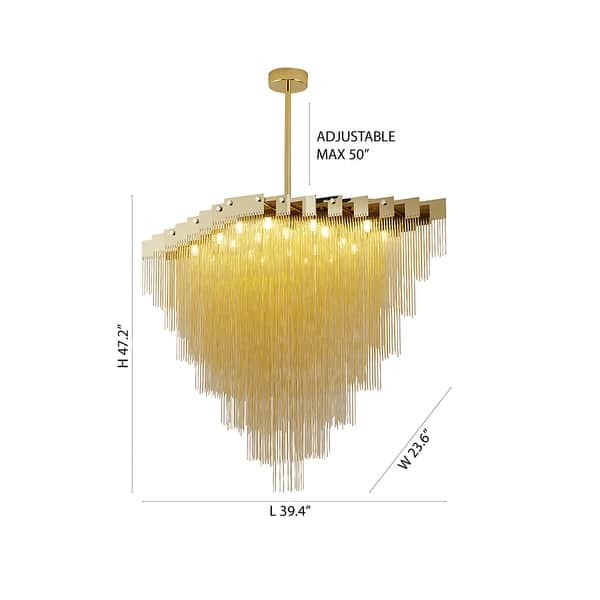 20-Light Gold Chandelier With Hanging Aluminum Chains