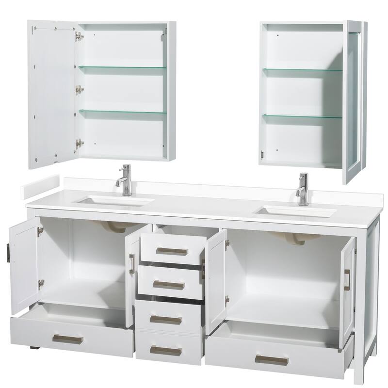 Wyndham Collection Sheffield 80" Double Bathroom Vanity, Carrara