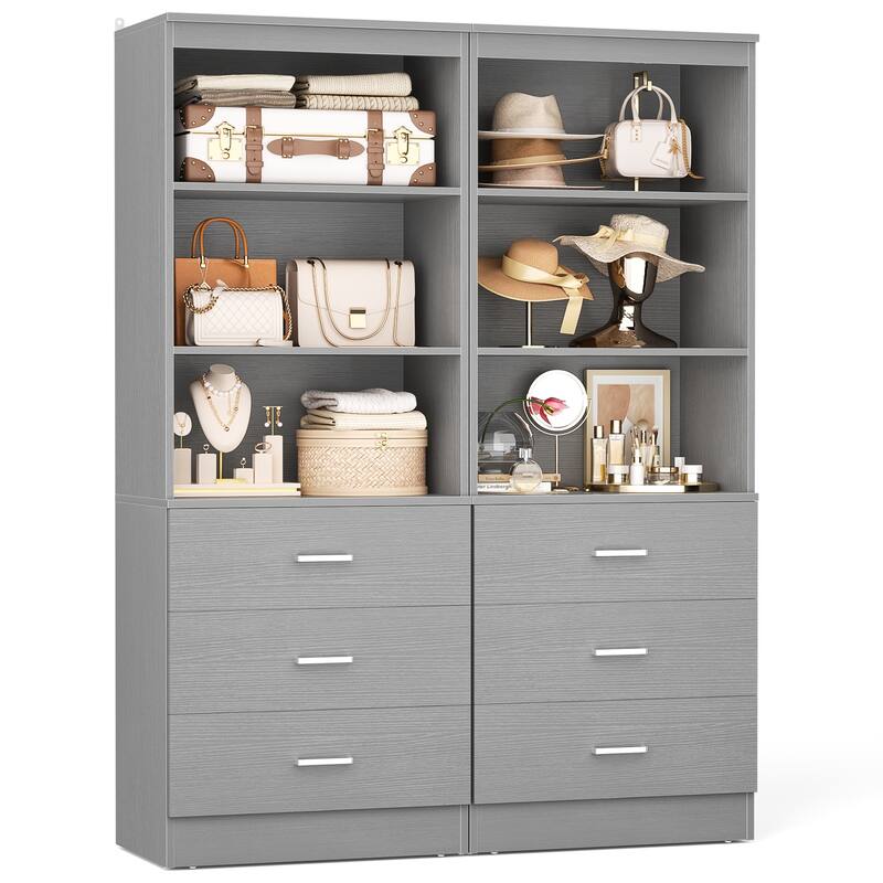 23.6" W Closet System with 3 Wooden Drawers and Storage Shelves, 2FT Sturdy Walk-in Organizer Storage Unit