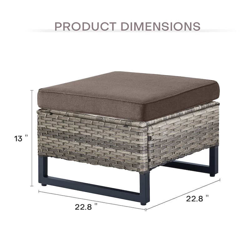 2 Pieces Patio Rattan Ottomans