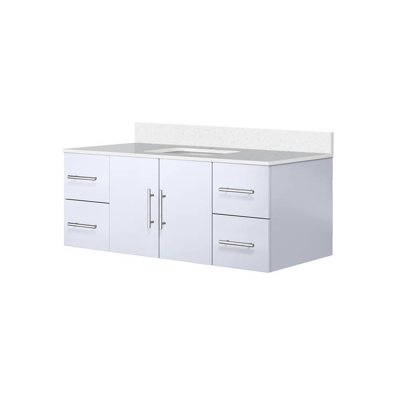 Geneva 48 in. W x 22 in. D Dark Grey Bath Vanity and White Quartz Top