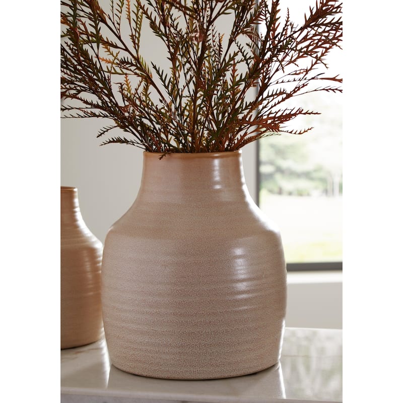 Signature Design by Ashley Millcott Brown Vase - 12.5"W x 12.75"D x 14.38"H
