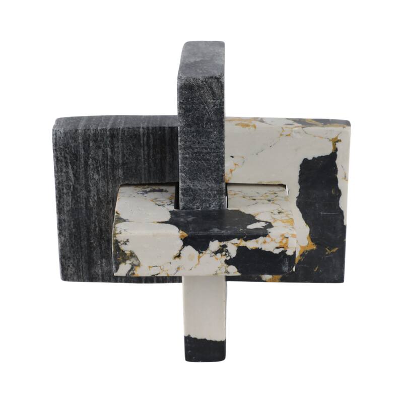 Stone Marble Decorative Object Geometric Sculpture Handcrafted Accent