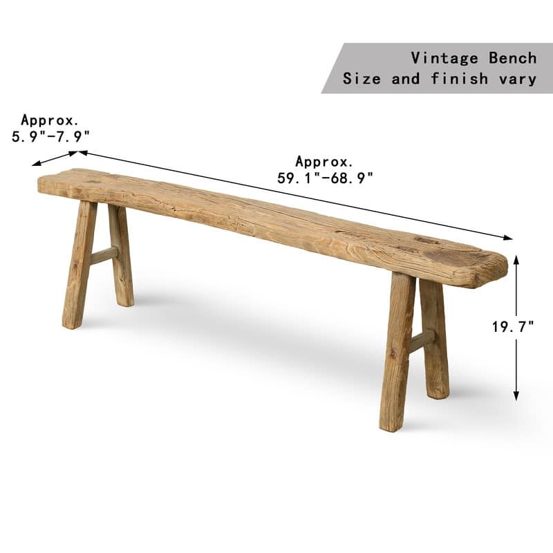 Vintage Noodle Bench Weathered Natural (size and finish vary)