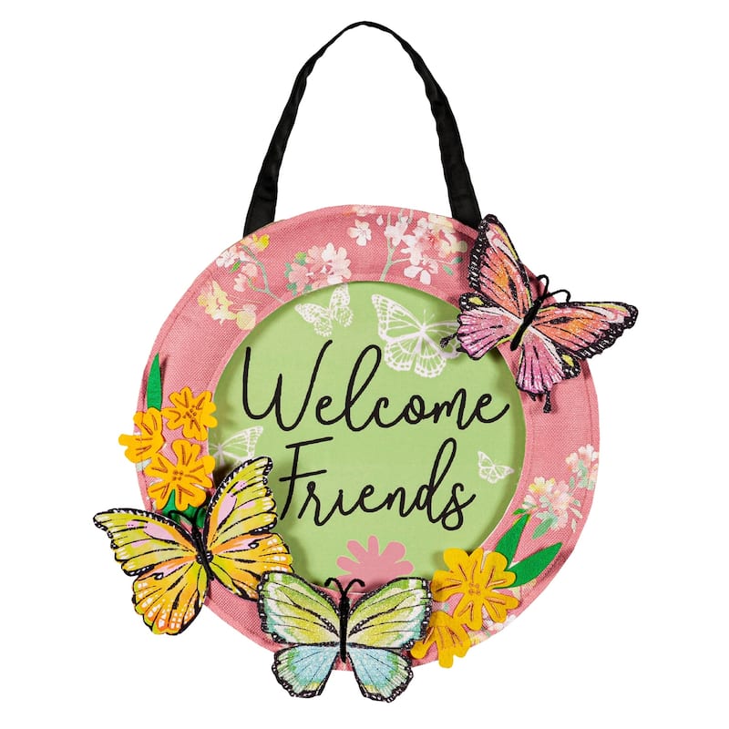 Welcome Friends Butterfly Door Decor
