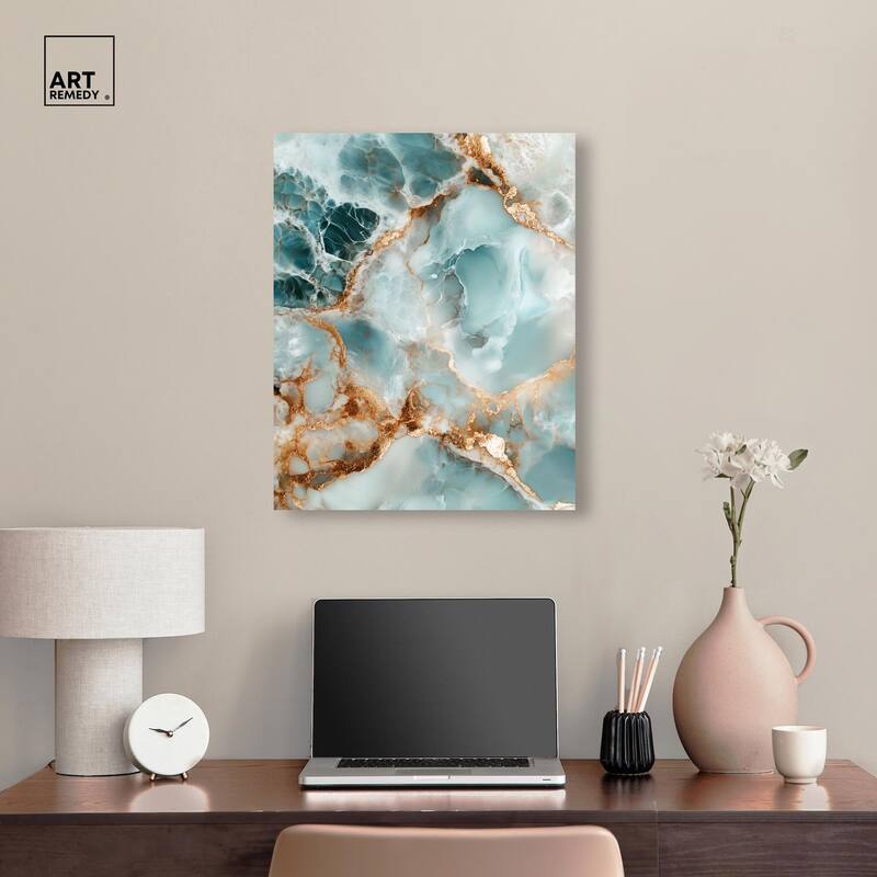 Teal Marble Majesty Canvas by Art Remedy, Gallery Wrapped