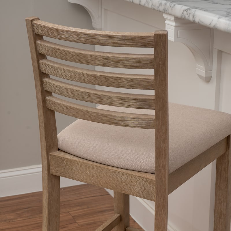 Piedmont Greywash Wooden 31-Inch Ladder Back Bar Stool