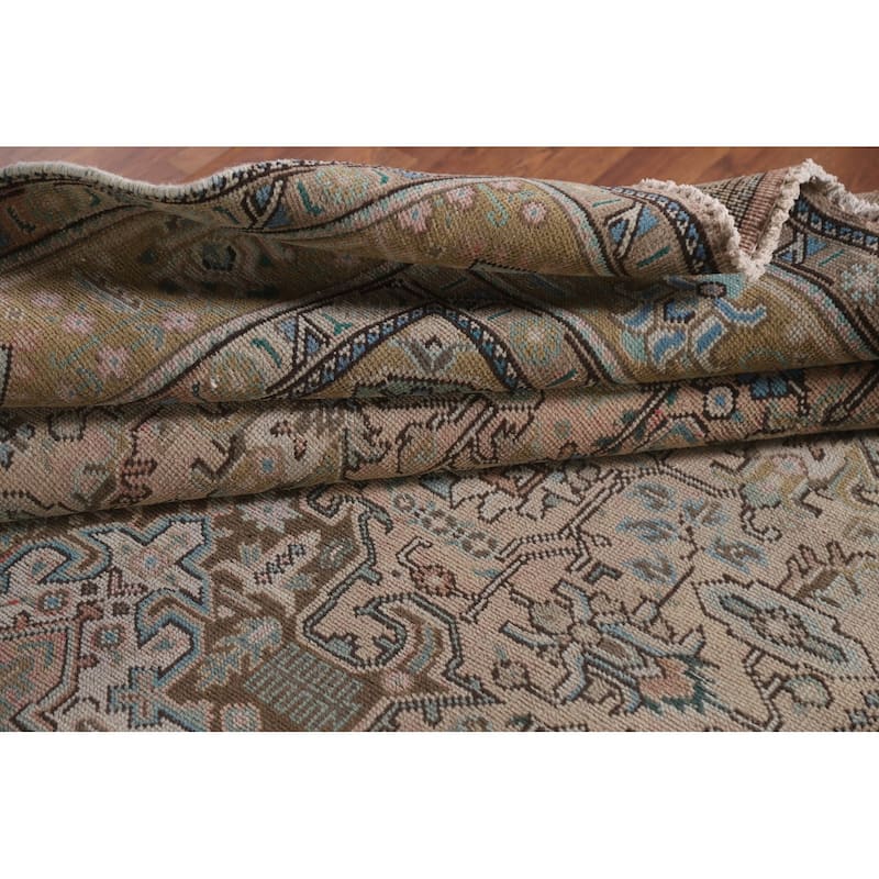 Hand Knotted Oriental 100% Wool Carpet Traditional Medallion Pink Tabriz Area Rug - 9' 8'' X 6' 5''