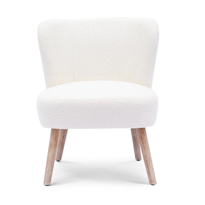 Boucle Polyester Upholstered Armless Accent Chair - Stain Resistant