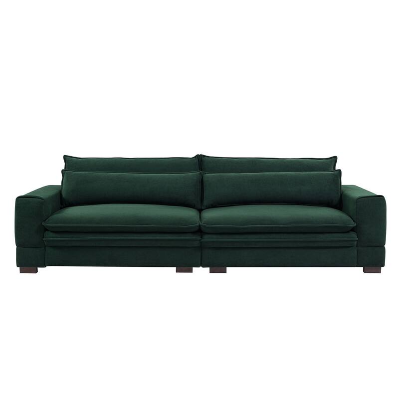 Modern 104.7" Large Fabric Sofa with Lumbar Pillows
