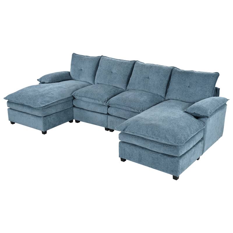 Roomfitters U-Shaped Chenille Sectional Sofa with Adjustable Armrest Pillows, Perfect for Living Rooms, Offices, Spacious Spaces