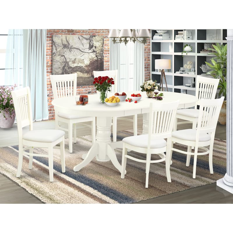 East West Furniture Dinette Set- an Oval Dining Table with and Linen Fabric Chairs, Linen White(Seat Type & Pieces Options)