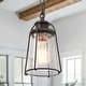 preview thumbnail 19 of 17, Mini Modern Coastal Brass/ Bronze Lantern Pendant LED Dimmable Kitchen Island Lighting with Glass - 5 inches