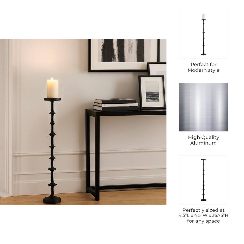 Black 36 in. Metal Abacus Floor Pillar Candle Holder