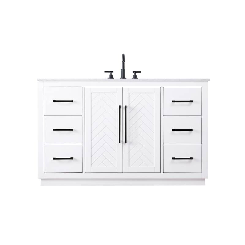 Elegant Lighting VF29054 Chase 54" Free Standing Single Basin Vanity - White
