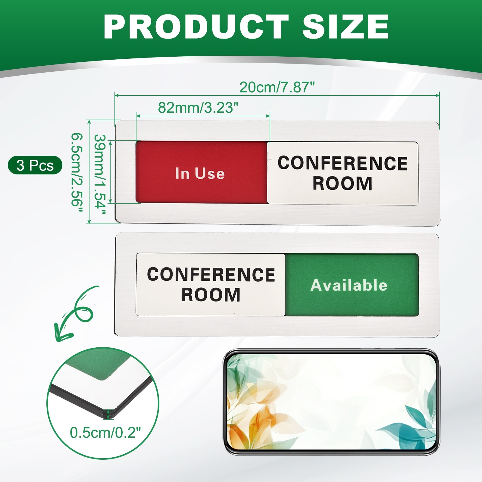 Office Door Signs Available in Use Sign Acrylic Self-Adhesive Office Supplies Sticker 1 - Black