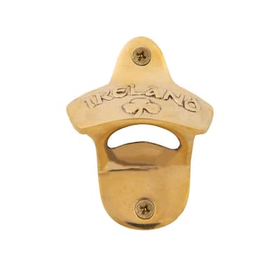 Pocket Brass Bottle Opener with Irish Shamrock Perfect Bar Tool Celtic Pub Gift Idea - 3.25”H x 2.5”W
