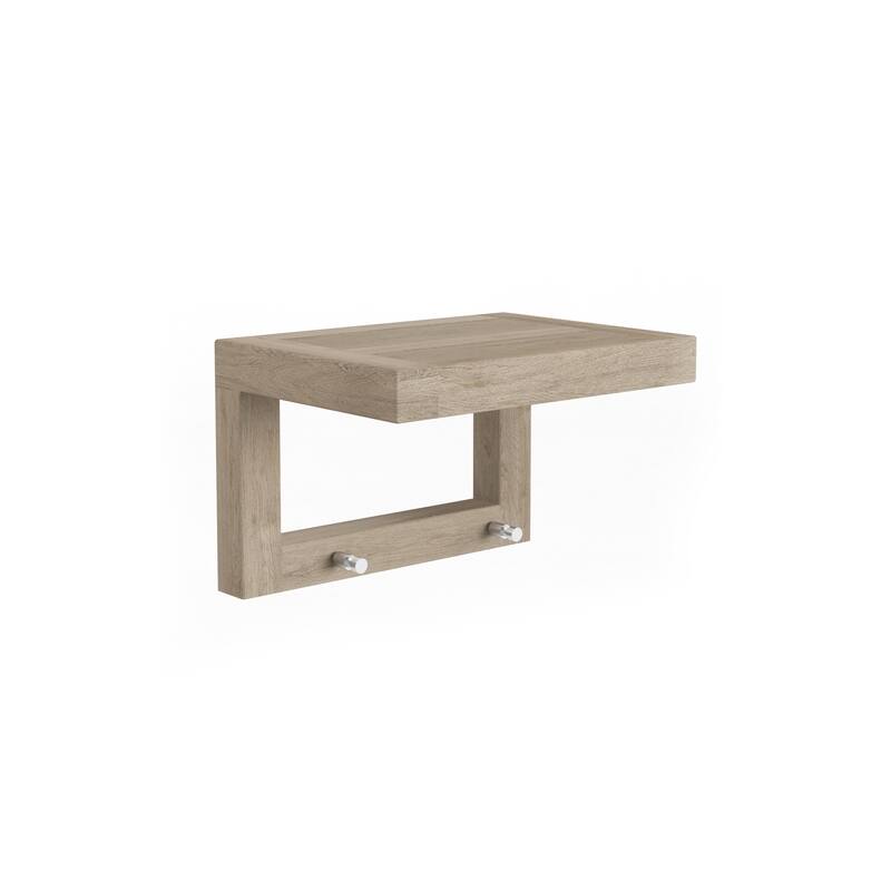 Moa Teak Wall Shelf with Hooks