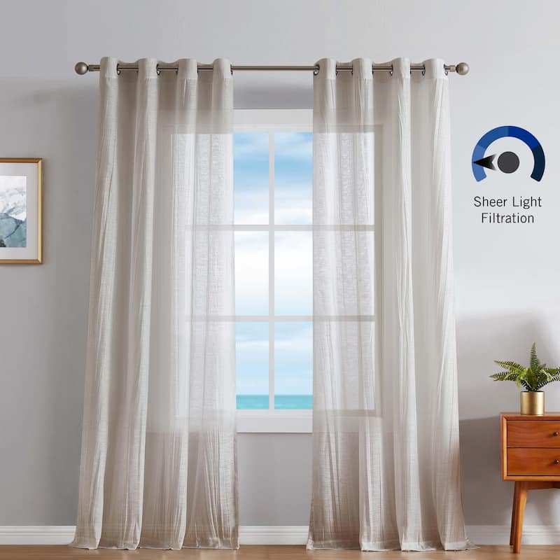 Nautica Cordelia Crushed Sheer Grommet Extra Wide Curtains (Set of 2)