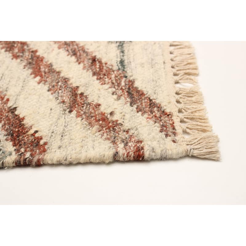 ECARPETGALLERY Flat-Weave Ankara FW Ivory Wool Kilim - 5'2 x 7'11