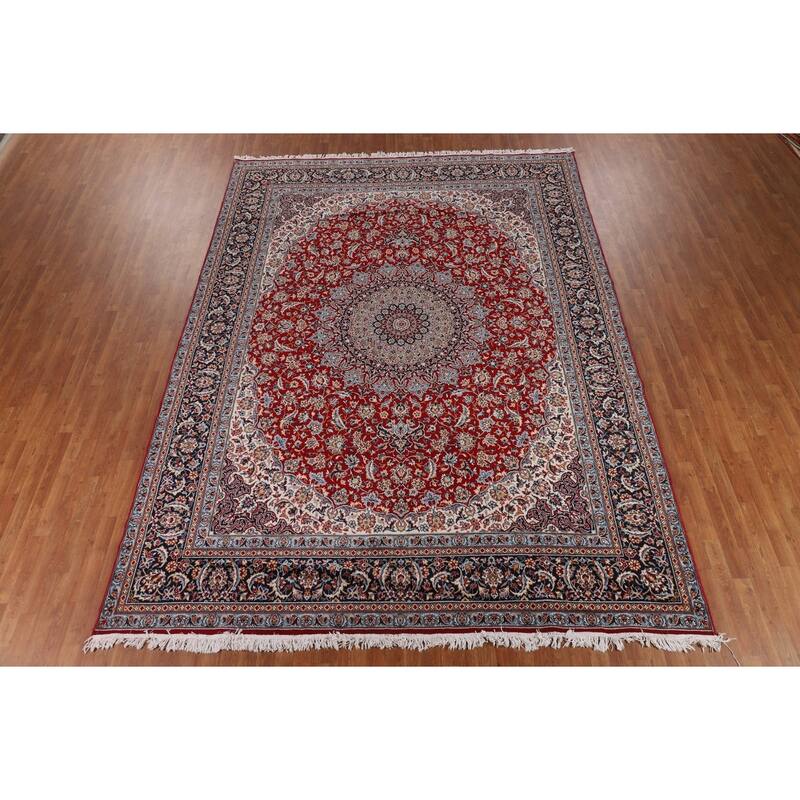 Red Kashan Turkish Area Rug Traditional Machine Made Carpet - 9'6" x 12'10"