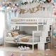 preview thumbnail 11 of 16, Twin over Full Stairway Bunk Bed with Storage, Include Two Sizes Bed, with Shelves on the Side, Assembly Required, Gray