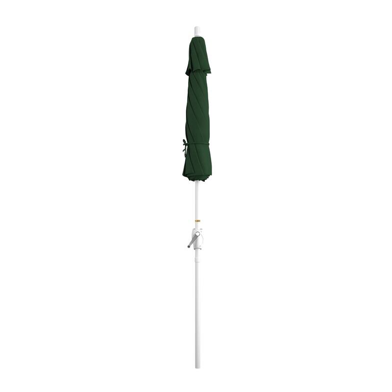 California Umbrella 7.5' Round Crank Lift Push Button Tilt White Aluminum Patio Umbrella Sunbrella