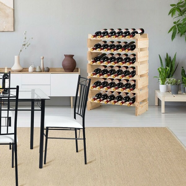 6 Tier Panana Wine Rack Housewares Stackable Wine Storage Stand 6 Tier Freestanding Natural Solid Wood Wine Holder Display Shelves 72 Bottles Capacity 