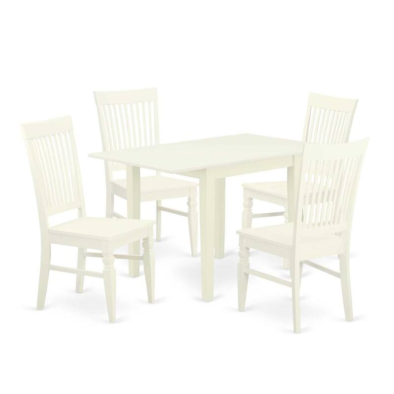 5-Piece Linen White Finish Solid Wood Top - Dining Room Set (Seats-4)