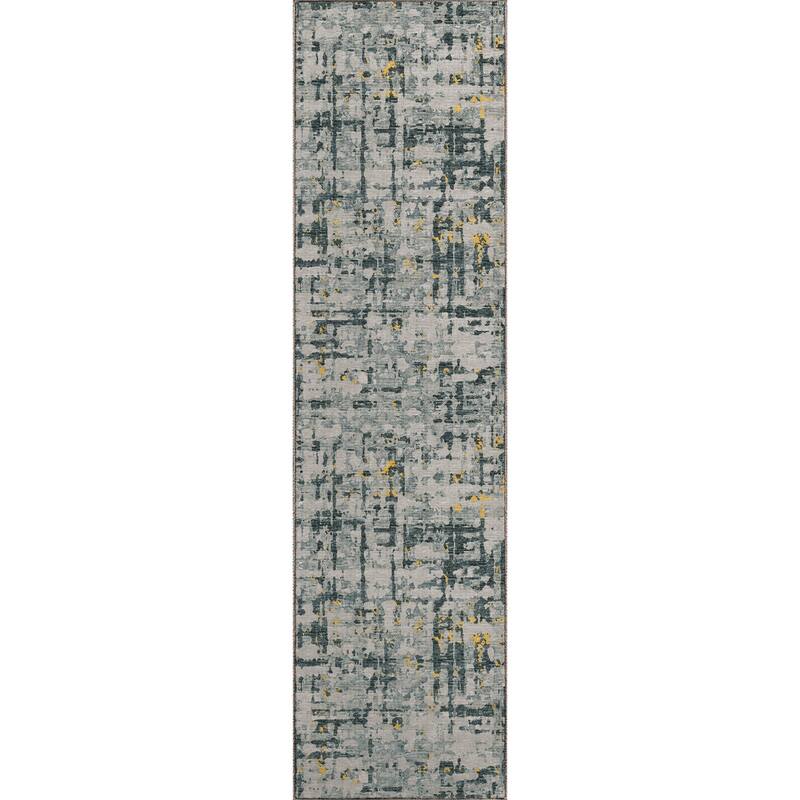 Indoor/ Outdoor Bravado Abstract Crosshatch Caramel Washable Area Rug