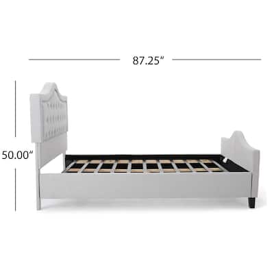Queen Size Bed Wooden Platform Bed with Slat Headboard