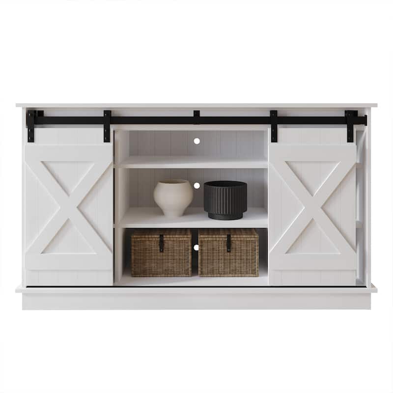 CraftPorch Vintage Style X-shaped TV Stand Console - White