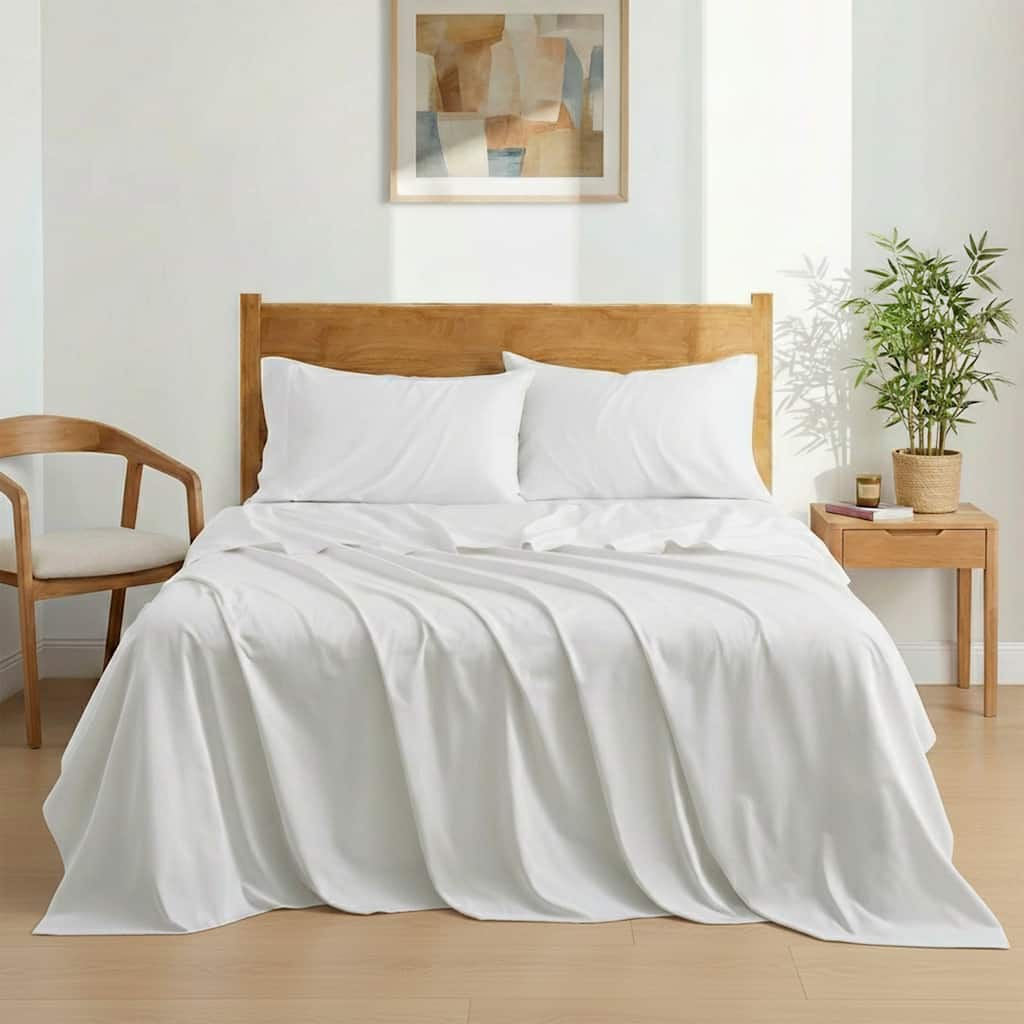 Luxury 100% Viscose from Bamboo Sheet Set, Breathable Moisture-Wicking for Hot Sleepers