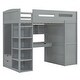 preview thumbnail 64 of 78, Twin/Full Size Loft Bed with Bulit-in Desk and Wardrobes, Solid Wood Kids Loft Bedframe with 4 Drawers and Storage Shelves