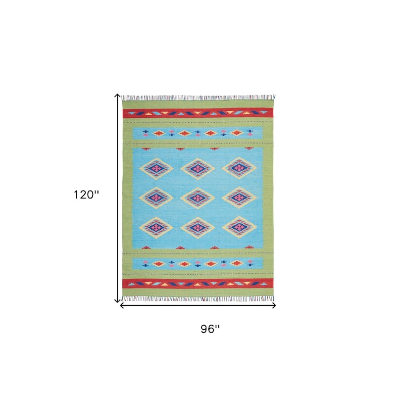 Fuhar Southwestern Low Pile with Fringe Area Rug By HomeRoots - 120' X '96' X '0.25