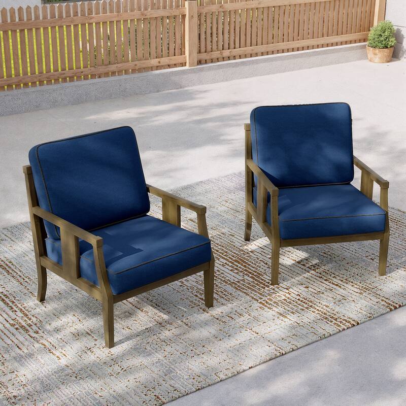 2 Set Outdoor Patio Club Chair with Cushion Patio Arm Lounge Chair