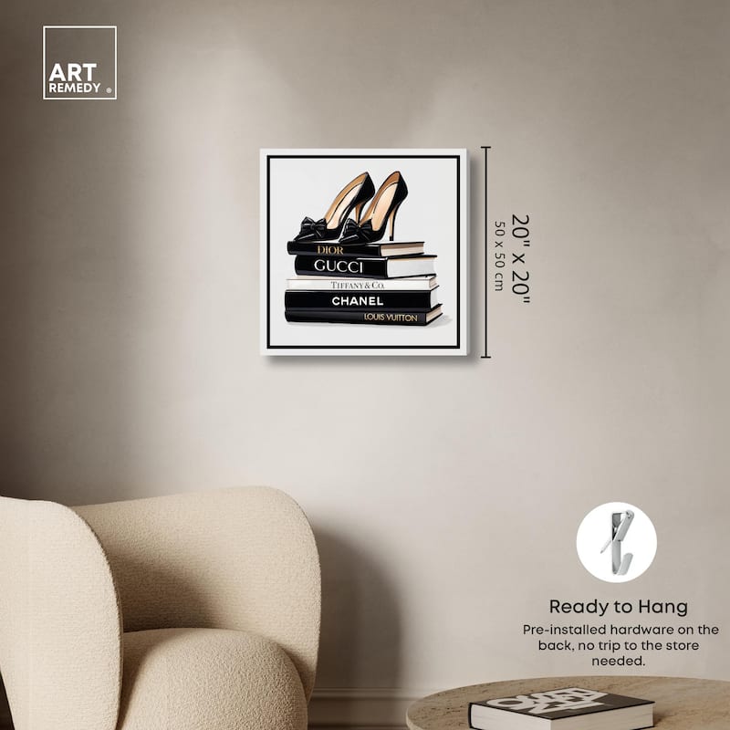 Ink Books and Heels Canvas by Art Remedy, Gallery Wrapped