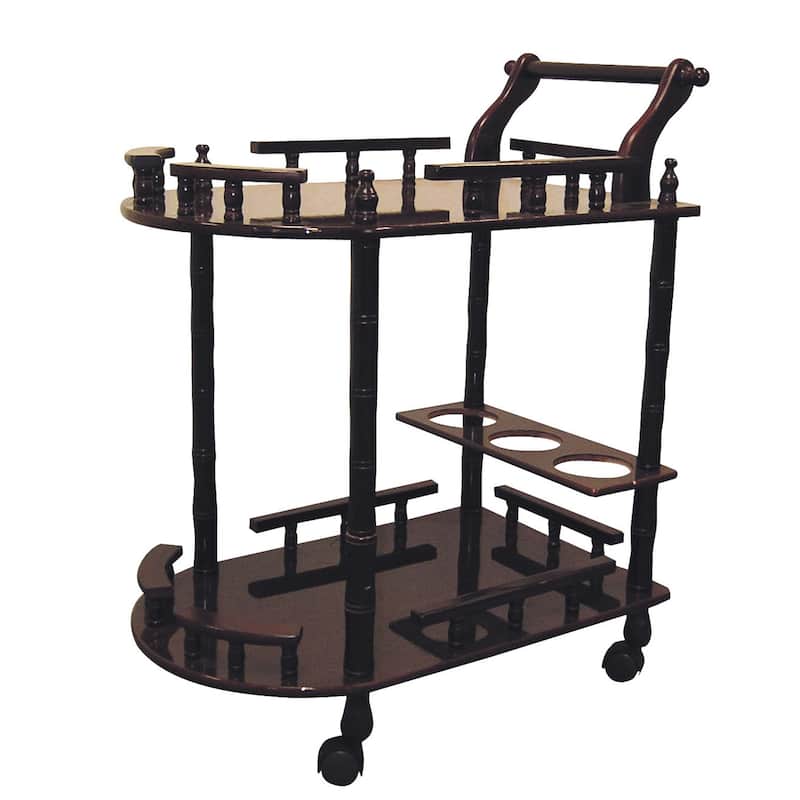 HomeRoots 24" Dark Brown Rolling Bar Cart - 23.50 in. x 29.00 in. x 15.00 in.