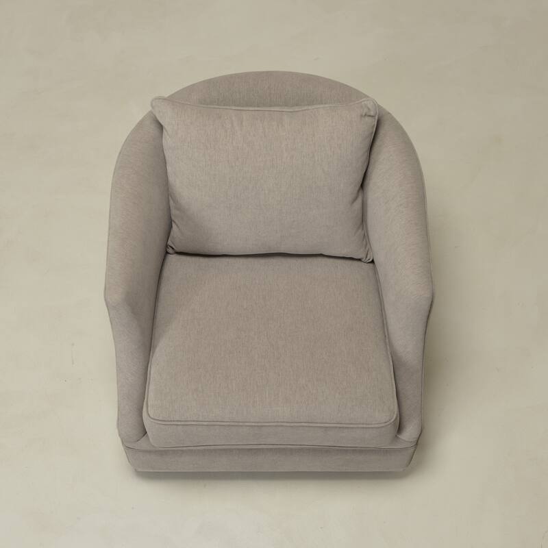 KINWELL 31" Wide Linen Fabric Upholstered Swivel Barrel Accent Chair