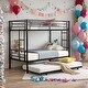 preview thumbnail 2 of 11, Over Twin Bunk Bed Frame with Trundle,Metal Bunkbed with Sturdy Guard Rail and 2 sideLadders for Kids/Adults