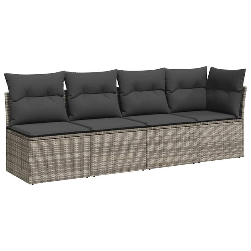 vidaXL Patio Sofa Set with Cushions Outdoor Furniture 11 Piece Poly Rattan - 24.4 x 24.4 x 27.2