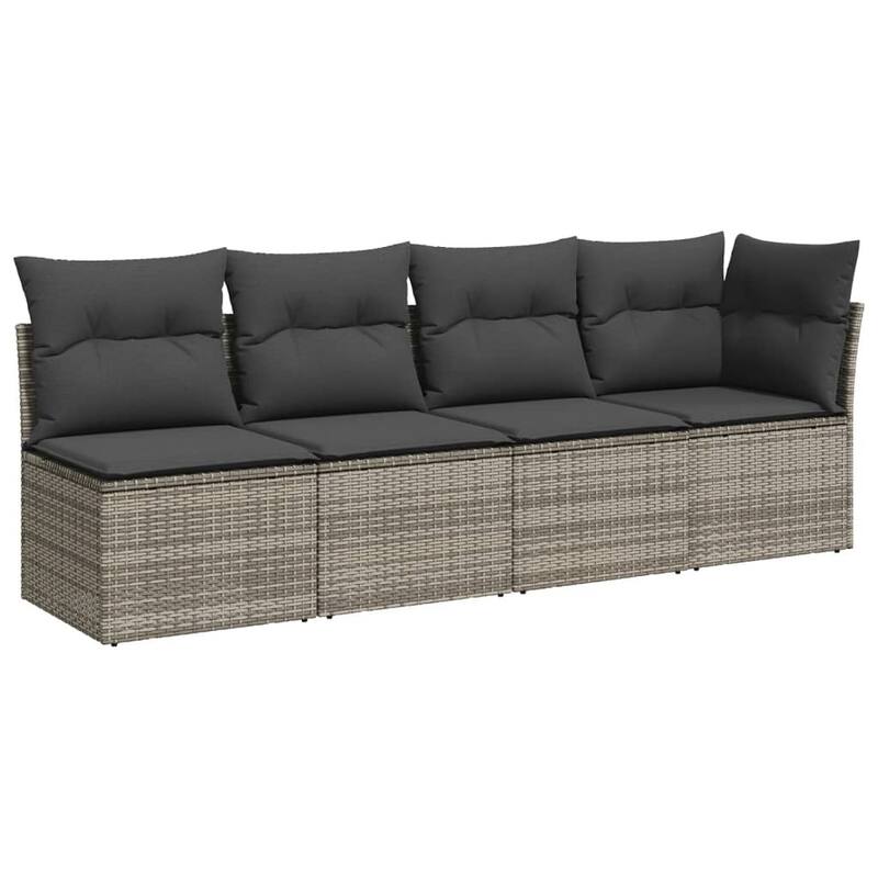 vidaXL Patio Sofa Set with Cushions Outdoor Furniture 5 Piece Poly Rattan - 21.7 x 39.4 x 28.7