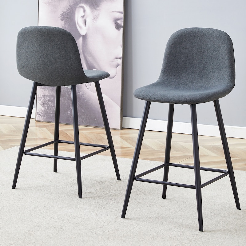 Bar Chair Set-Two Pieces, Stable Comfort.Thoughtful Design Of Rounded Backrest,Suitable For Placement In Bars - Black+Dark+Gray