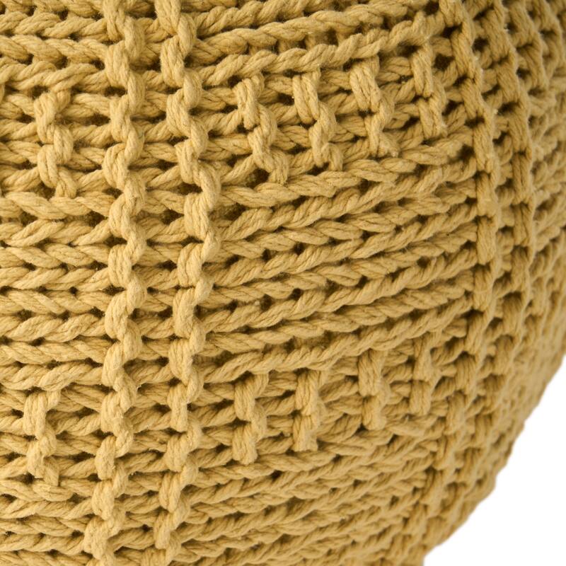 Exquisite Handcrafted Knitted Cotton Round Pouf for Stylish Homes