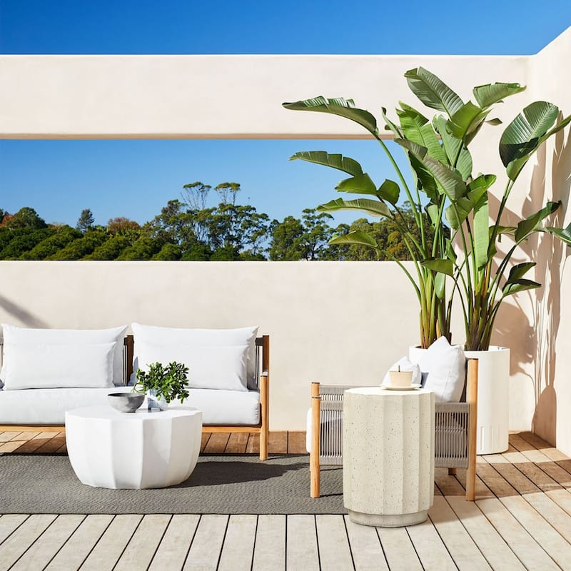 Round Cement Side and End Table, Outdoors & Indoors