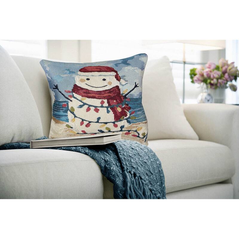 Liora Manne Marina Beach Snowman Indoor/Outdoor Pillow