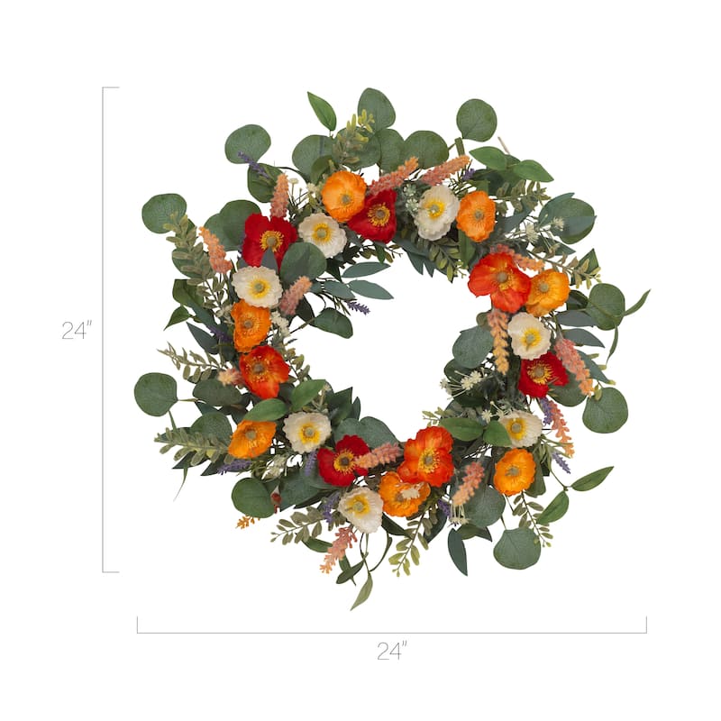 24. in Mixed Spring Flower Eucalyptus Leaf Wreath