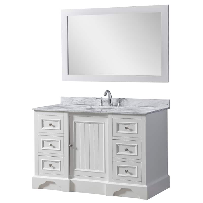 Kingswood 48 in. Vanity in White with White Carrara Marble Top
